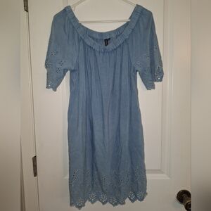 Blue Eyelet Mini Dress